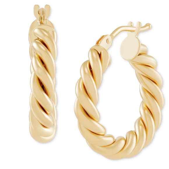 R.H. Macy & Co. 10KY 17MM Twisted Hoop Earrings - Picture 4 of 5